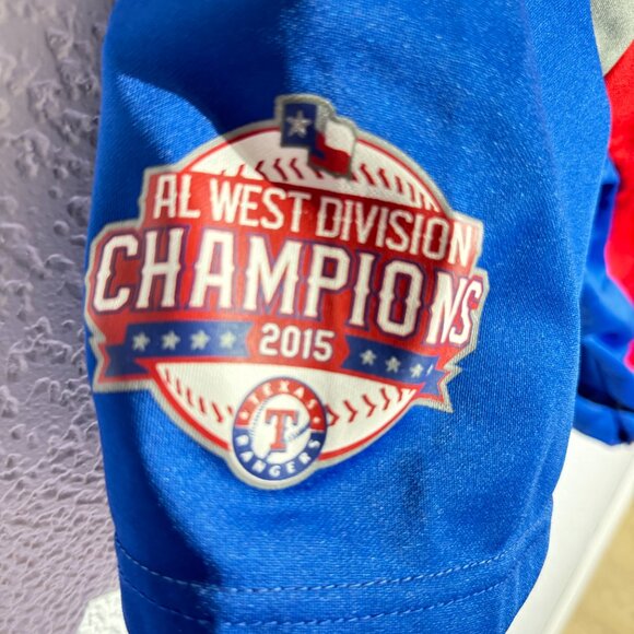 Texas Rangers MLB Quarter-Zip Warm-Up Shirt  2015 AL West Champions  Size XL - Picture 5 of 6